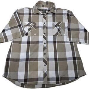 NOIZ Shirt Mens 6XL Plaid Button Up Short Sleeve Flap Pockets Classic Casual